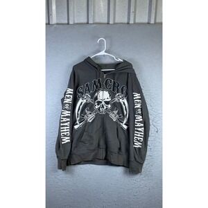 Sons of Anarchy Hoodie Mens MD Gray Good SAMCRO Men of Mayhem Full Zip Graphic